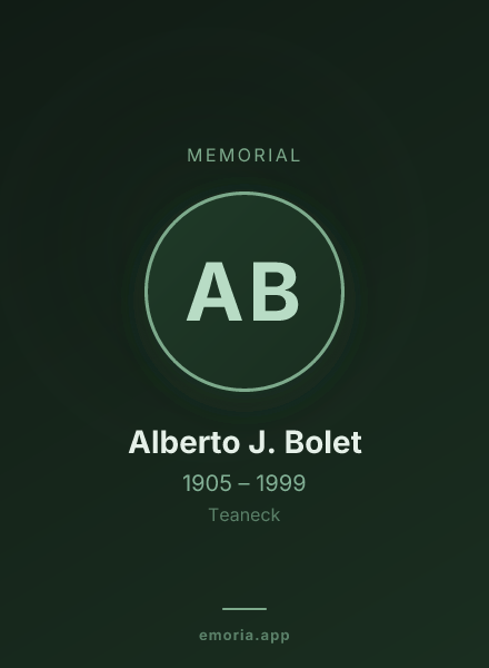 Memorial portrait of Alberto J. Bolet