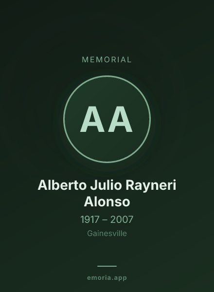 Memorial portrait of Alberto Julio Rayneri Alonso