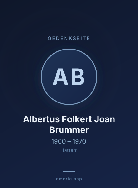 Gedenkportrait von Albertus Folkert Joan Brummer