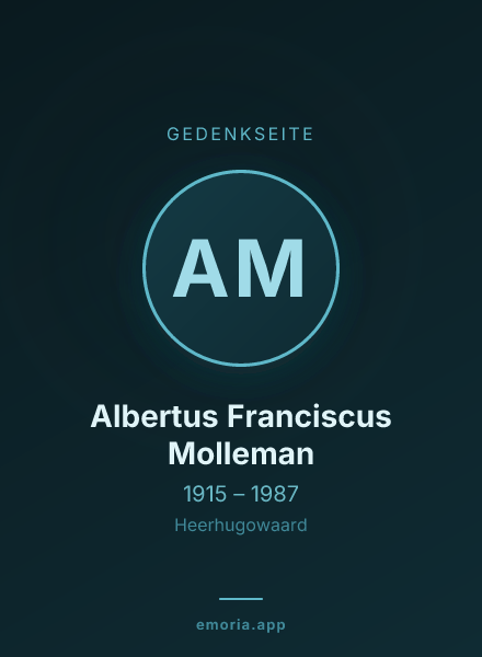 Gedenkportrait von Albertus Franciscus Molleman