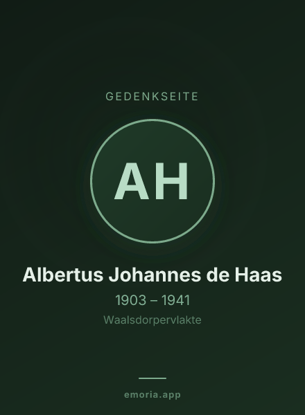 Gedenkportrait von Albertus Johannes de Haas