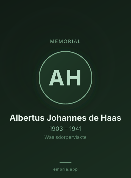 Memorial portrait of Albertus Johannes de Haas