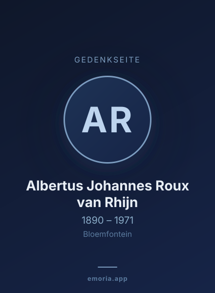 Gedenkportrait von Albertus Johannes Roux van Rhijn