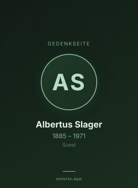 Gedenkportrait von Albertus Slager