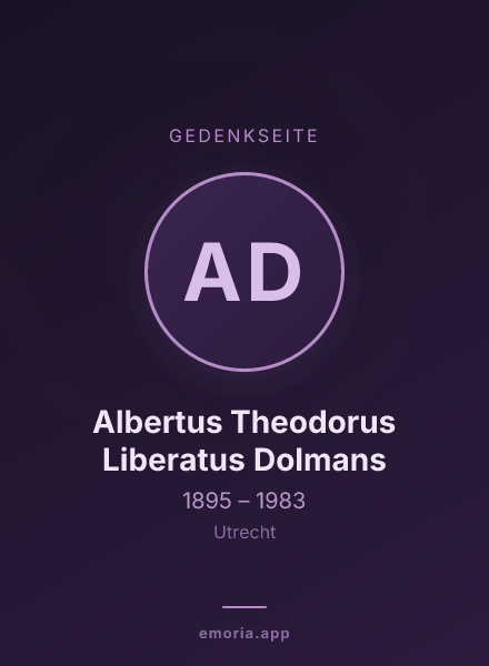 Gedenkportrait von Albertus Theodorus Liberatus Dolmans