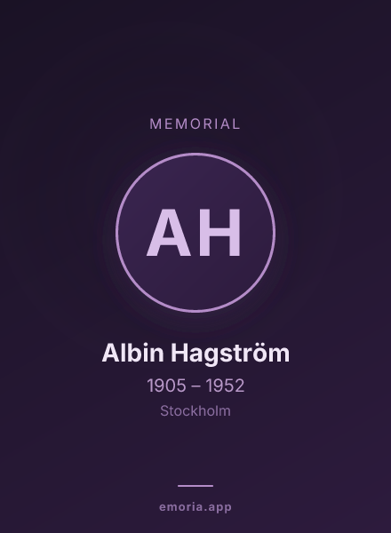 Memorial portrait of Albin Hagström