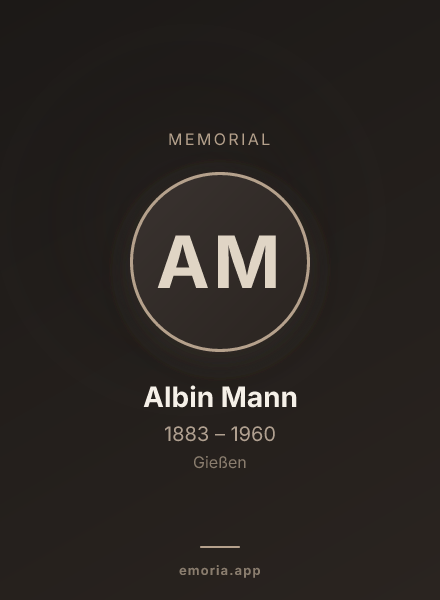Memorial portrait of Albin Mann