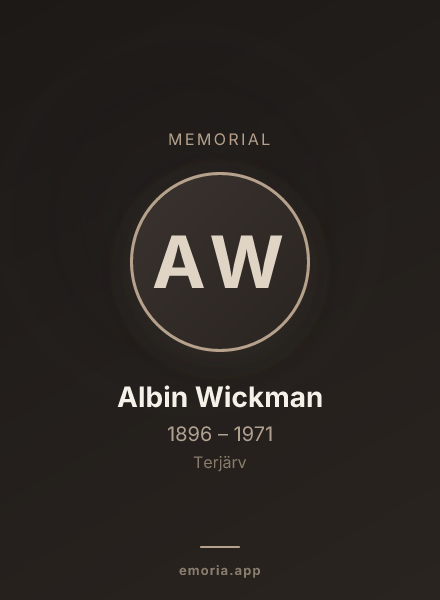 Memorial portrait of Albin Wickman