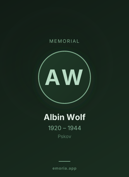 Memorial portrait of Albin Wolf