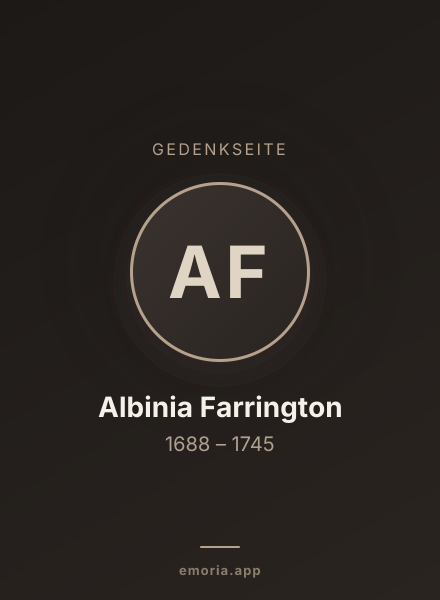 Gedenkportrait von Albinia Farrington