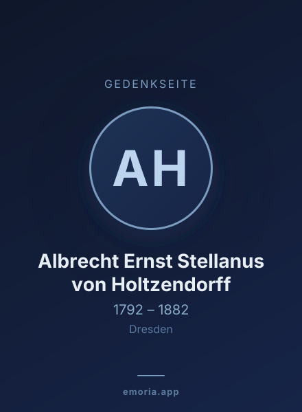Gedenkportrait von Albrecht Ernst Stellanus von Holtzendorff