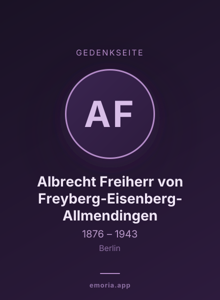 Gedenkportrait von Albrecht Freiherr von Freyberg-Eisenberg-Allmendingen