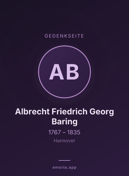 Gedenkportrait von Albrecht Friedrich Georg Baring