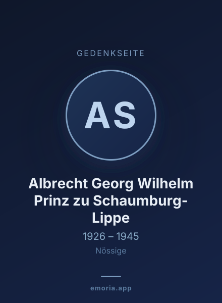 Gedenkportrait von Albrecht Georg Wilhelm Prinz zu Schaumburg-Lippe