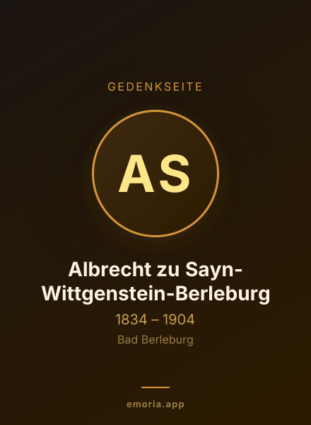Gedenkportrait von Albrecht zu Sayn-Wittgenstein-Berleburg