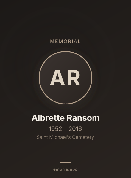 Memorial portrait of Albrette Ransom