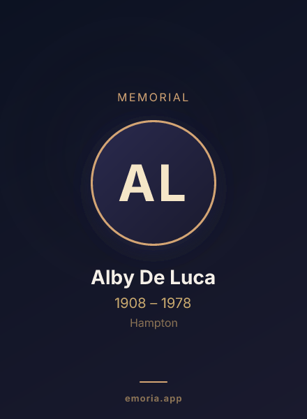 Memorial portrait of Alby De Luca