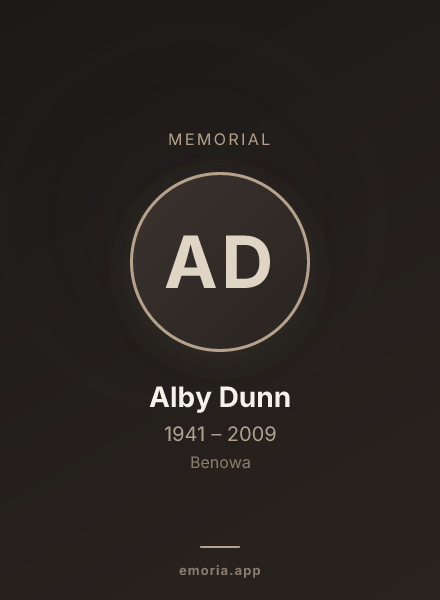 Memorial portrait of Alby Dunn