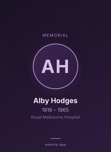Memorial portrait of Alby Hodges