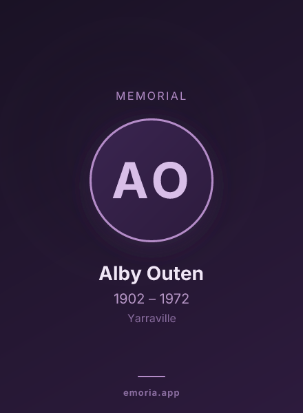 Memorial portrait of Alby Outen