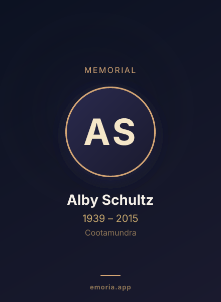 Memorial portrait of Alby Schultz