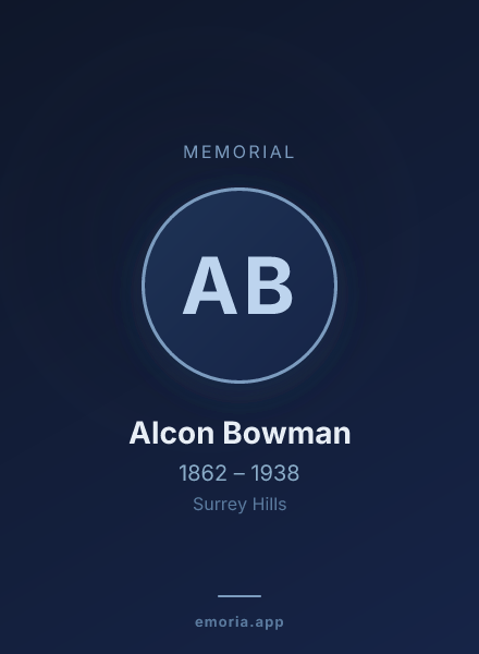 Memorial portrait of Alcon Bowman
