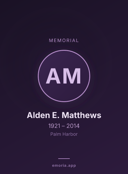 Memorial portrait of Alden E. Matthews