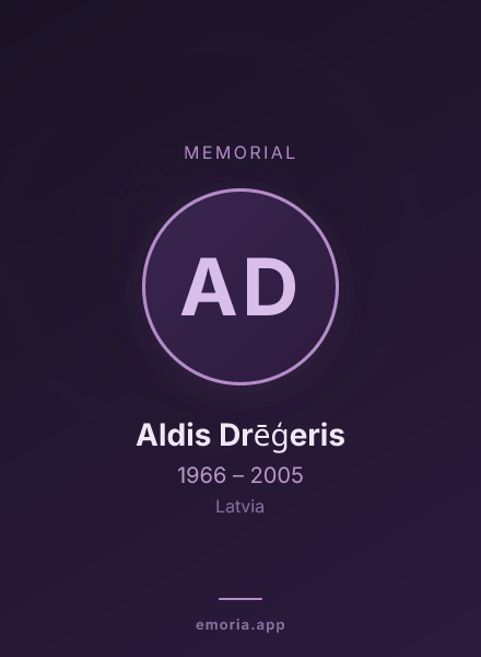Memorial portrait of Aldis Drēģeris