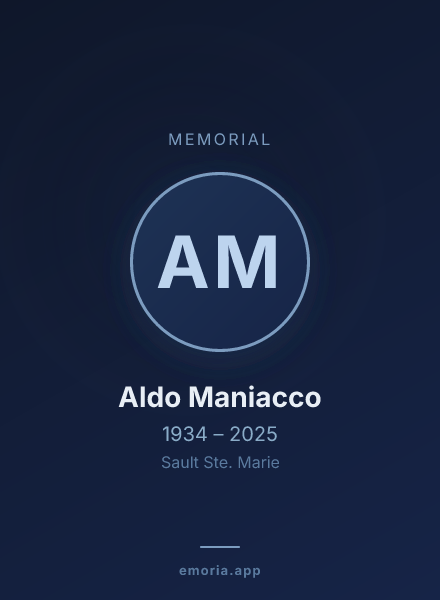 Memorial portrait of Aldo Maniacco