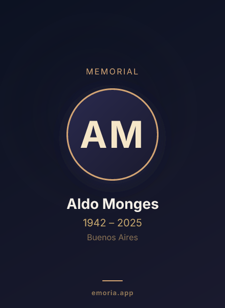 Memorial portrait of Aldo Monges