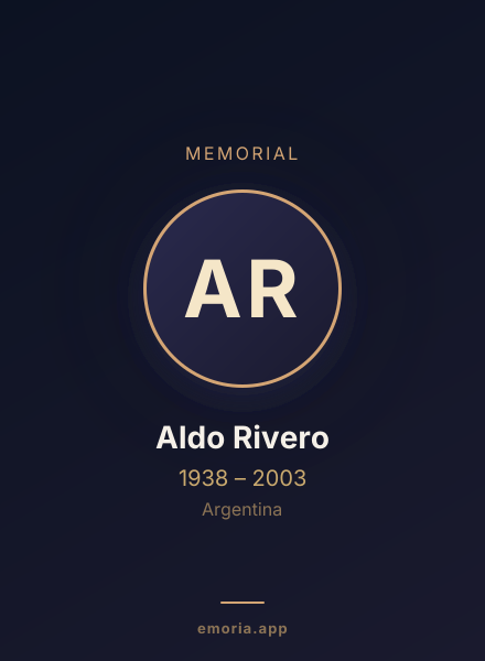 Memorial portrait of Aldo Rivero