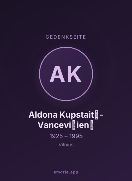 Gedenkportrait von Aldona Kupstaitė-Vancevičienė