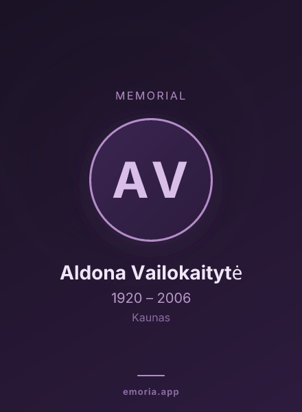 Memorial portrait of Aldona Vailokaitytė