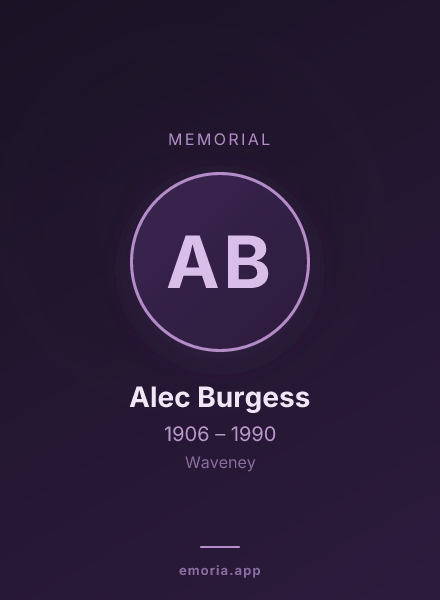 Memorial portrait of Alec Burgess