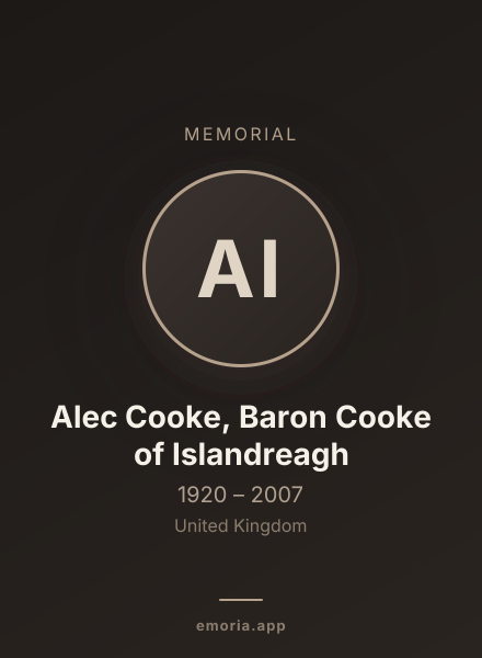 Memorial portrait of Alec Cooke, Baron Cooke of Islandreagh