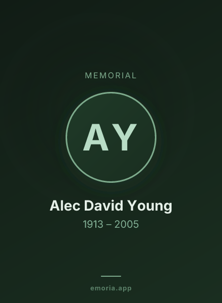 Memorial portrait of Alec David Young