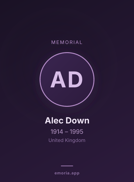 Memorial portrait of Alec Down