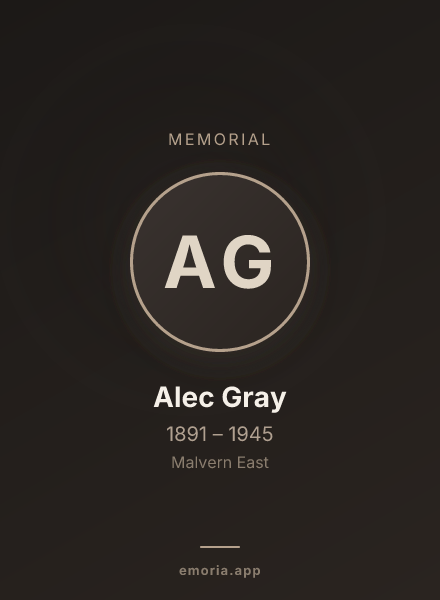 Memorial portrait of Alec Gray