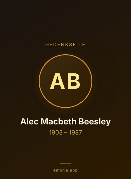 Gedenkportrait von Alec Macbeth Beesley