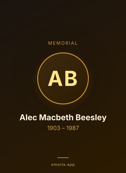 Memorial portrait of Alec Macbeth Beesley