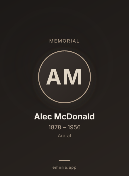 Memorial portrait of Alec McDonald