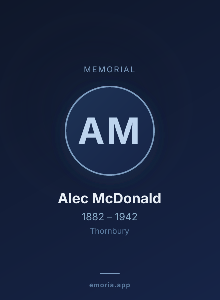 Memorial portrait of Alec McDonald