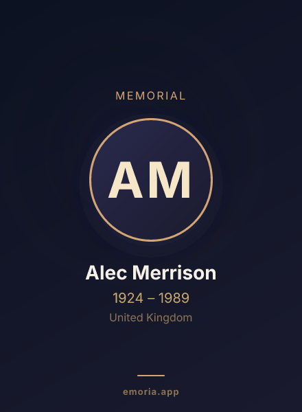 Memorial portrait of Alec Merrison