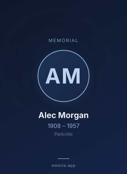 Memorial portrait of Alec Morgan
