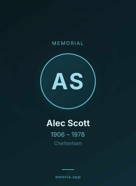 Memorial portrait of Alec Scott
