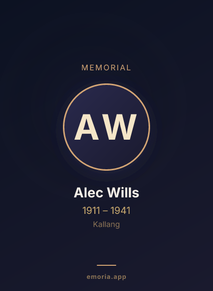 Memorial portrait of Alec Wills