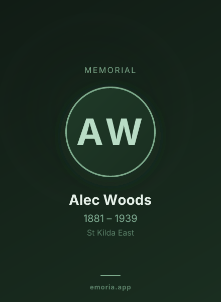 Memorial portrait of Alec Woods