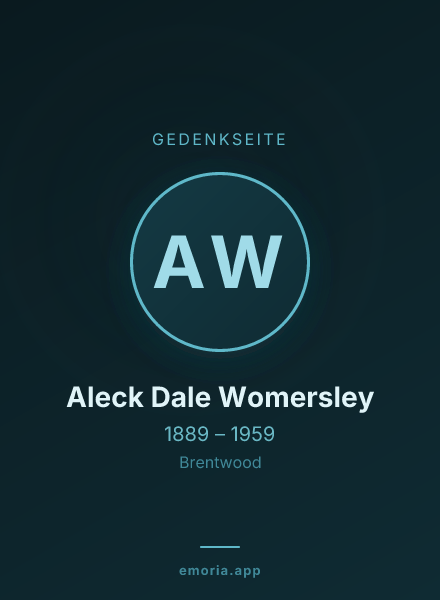 Gedenkportrait von Aleck Dale Womersley
