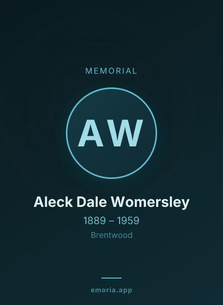 Memorial portrait of Aleck Dale Womersley