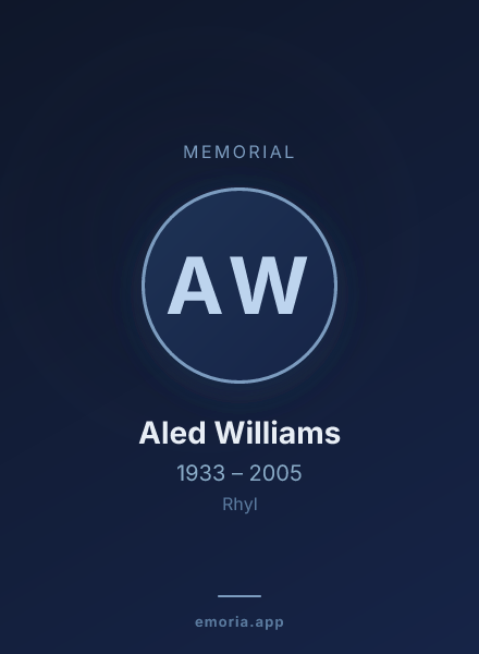 Memorial portrait of Aled Williams